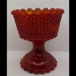 Vintage Amberina Hobnail Compote Vase